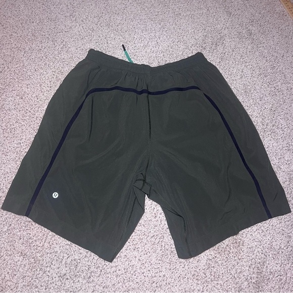 Lululemon Olive Green, Long Size Men's Large Lined Spandex Athletic shorts - Picture 2 of 7